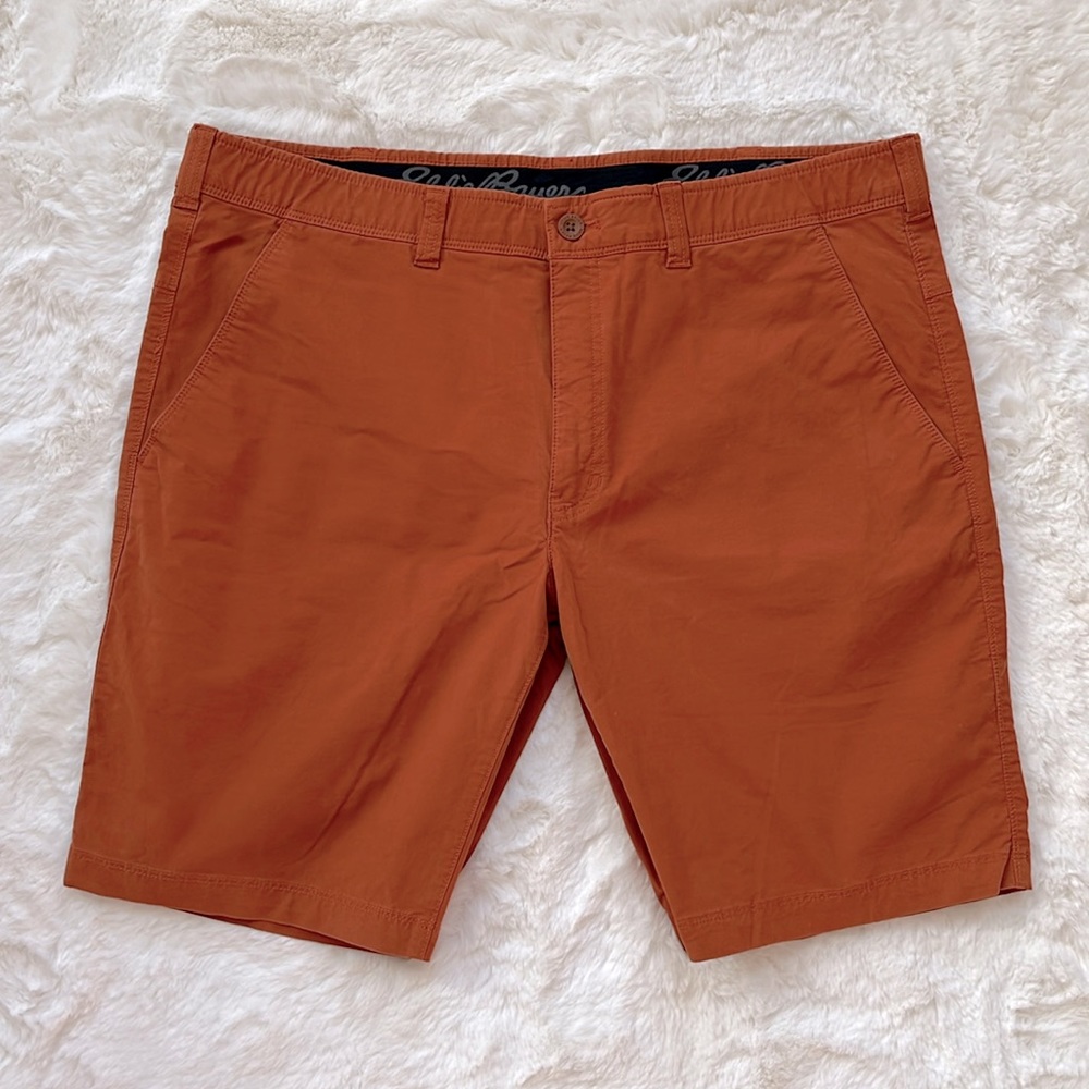 Eddie Bauer Men’s voyager flex 10” chino shorts, dark orange, size 40